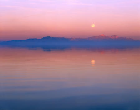 'Moon over Stansbury' Great Salt Lake, Utah