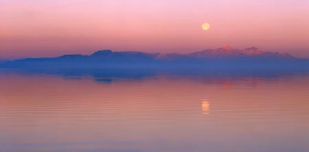 'Moon over Stansbury'-P Great Salt Lake, Utah